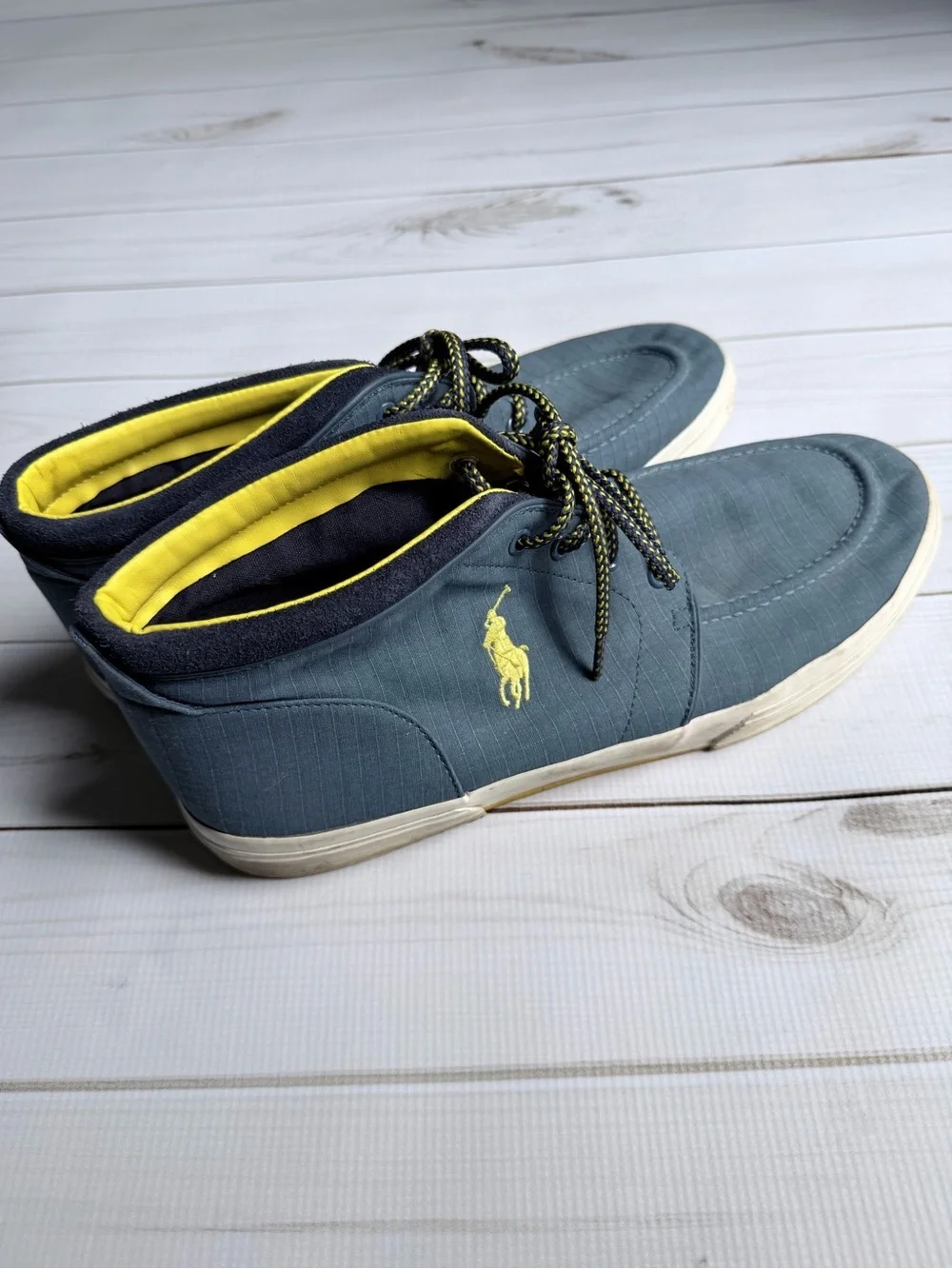 Polo by Ralph Lauren Blue Chukka Boots with Yellow Logo